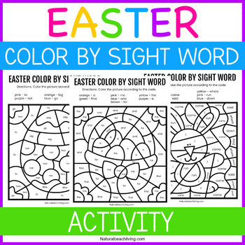 Easter Color By Sight Words Worksheets