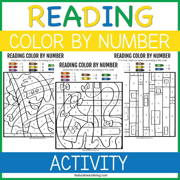 Reading Color By Number Worksheets - Book Theme – shop natural beach living