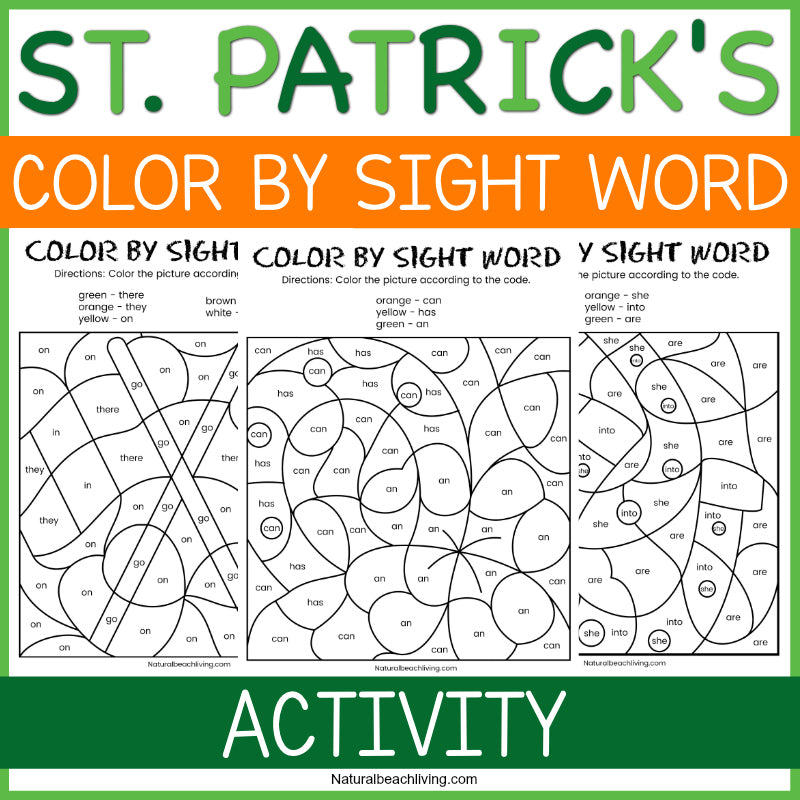 St Patrick's Day Color by Sight Words Worksheets