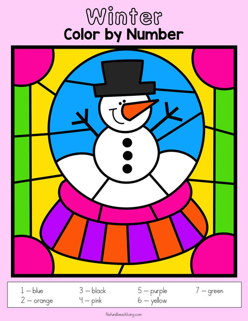 Winter Color by Number Worksheets