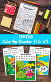 Spring Color by Number Worksheets
