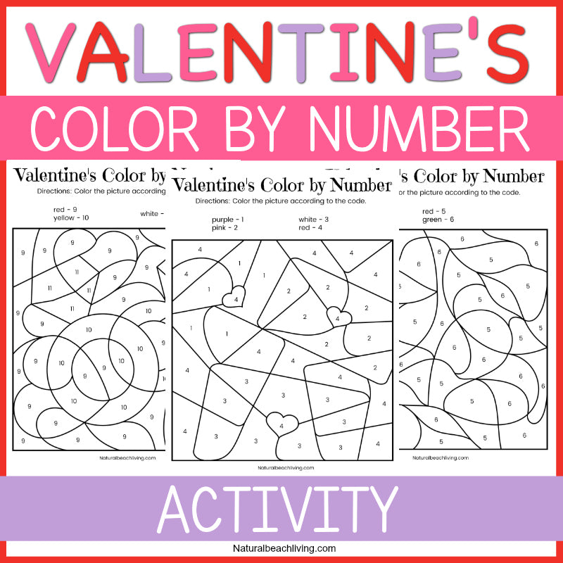 Valentine Color By Number Worksheets