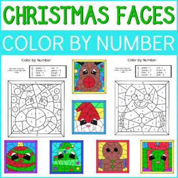 Christmas Faces Color by Number Christmas Math