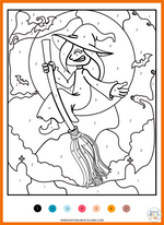 Color By Number Halloween Worksheets for Preschool and Kindergarten