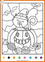 Color By Number Halloween Worksheets for Preschool and Kindergarten
