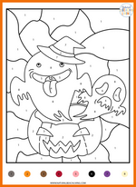 Color By Number Halloween Worksheets for Preschool and Kindergarten