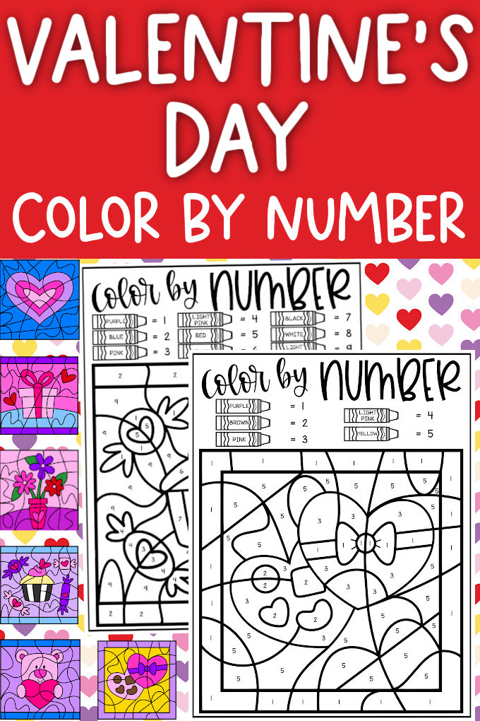 Valentine's Day Color by Number Worksheets
