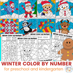 Winter Color by Number - Winter Coloring Preschool and Kindergarten